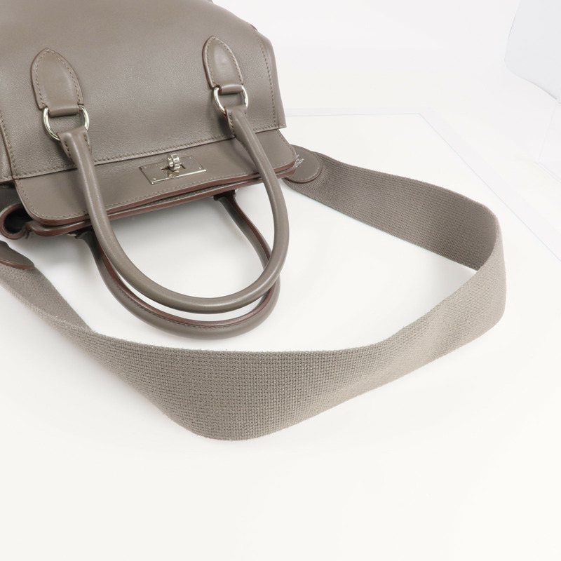 HERMES Evercolor皮革Toolbox 20銀扣手挽肩背兩用袋Etain-7