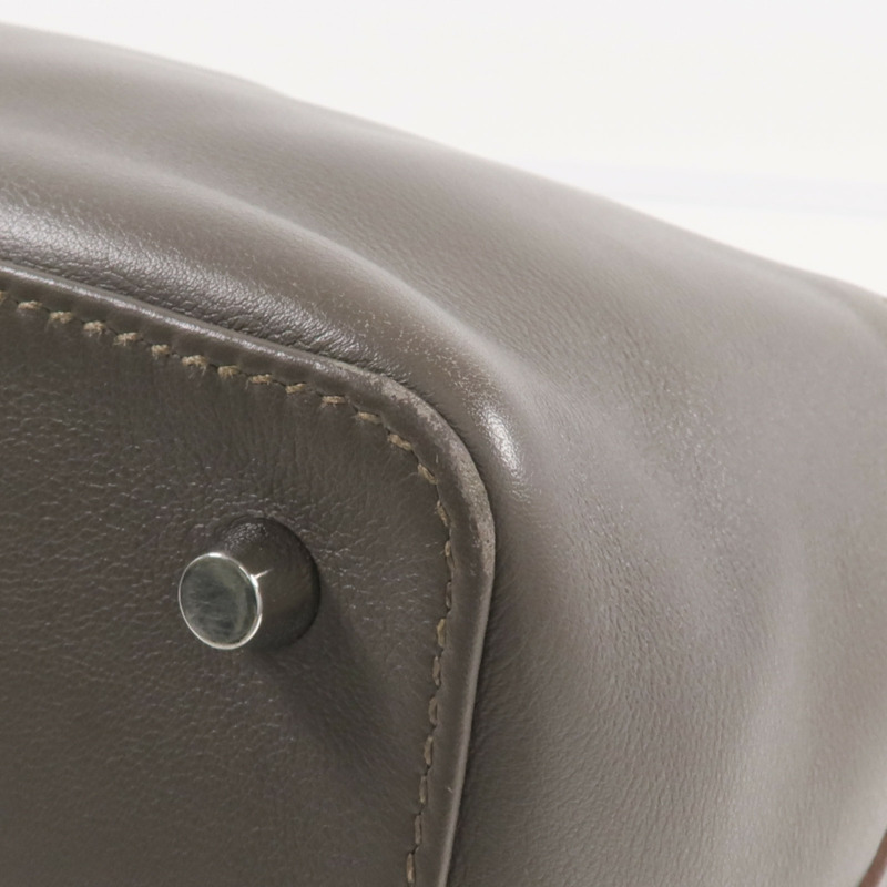 HERMES Evercolor皮革Toolbox 20銀扣手挽肩背兩用袋Etain-12