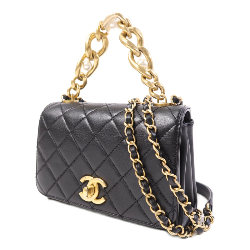 CHANEL 牛皮皮革Shoulder Bag金扣鏈帶肩背袋-2