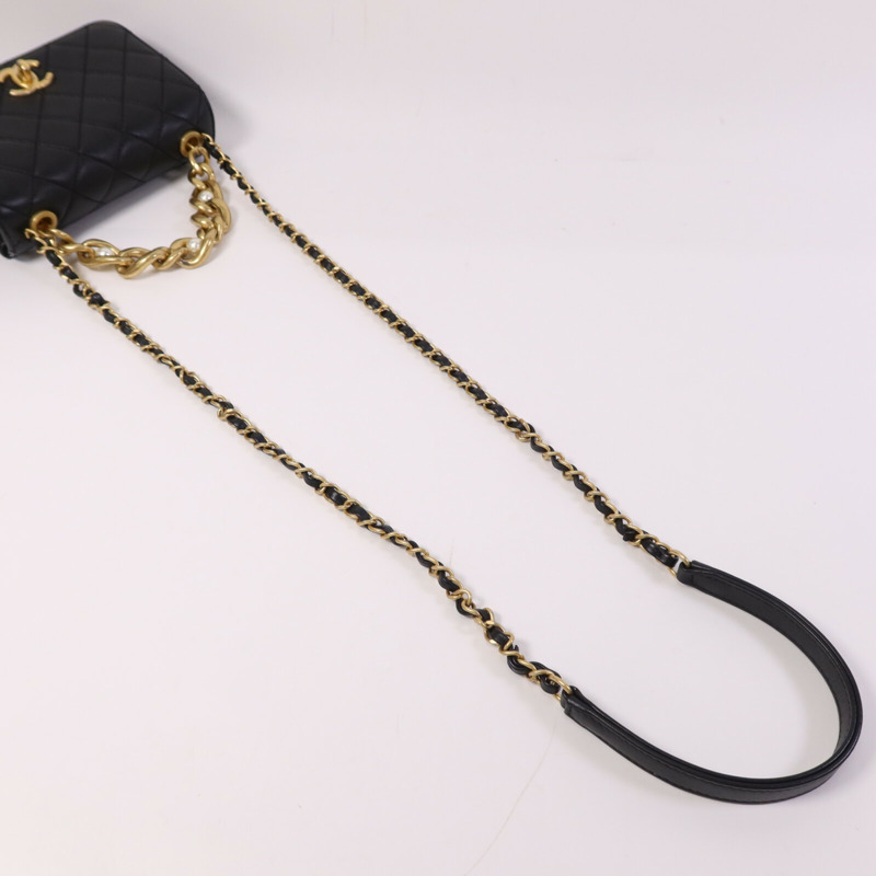 CHANEL 牛皮皮革Shoulder Bag金扣鏈帶肩背袋-8