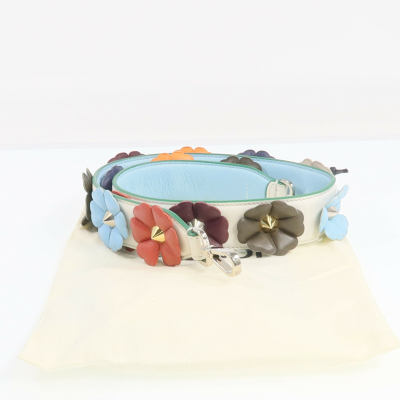 FENDI 牛皮皮革Strap銀扣肩背帶-8