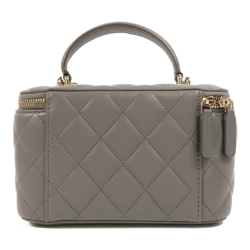 CHANEL 羊皮皮革Vanity Case金扣鏈帶手挽肩背兩用袋-1
