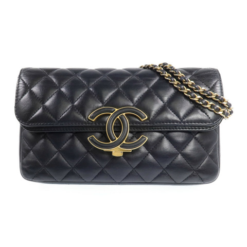 CHANEL 羊皮皮革Chain Shoulder金扣鏈帶肩背袋