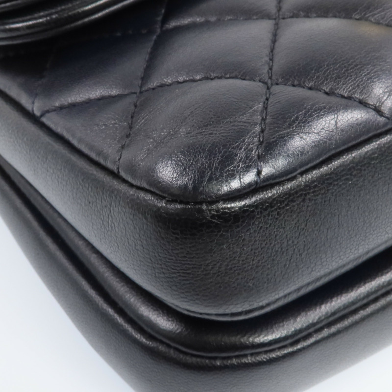 CHANEL 羊皮皮革Chain Shoulder金扣鏈帶肩背袋-10