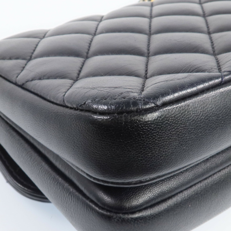 CHANEL 羊皮皮革Chain Shoulder金扣鏈帶肩背袋-12