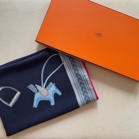全新 清貨🧡 Hermes cashmere 頸巾 羊绒 圍巾  🐴 Et Gris Gris rectangle