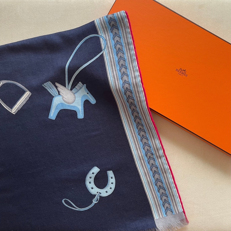 全新 清貨🧡 Hermes cashmere 頸巾 羊绒 圍巾  🐴 Et Gris Gris rectangle-3