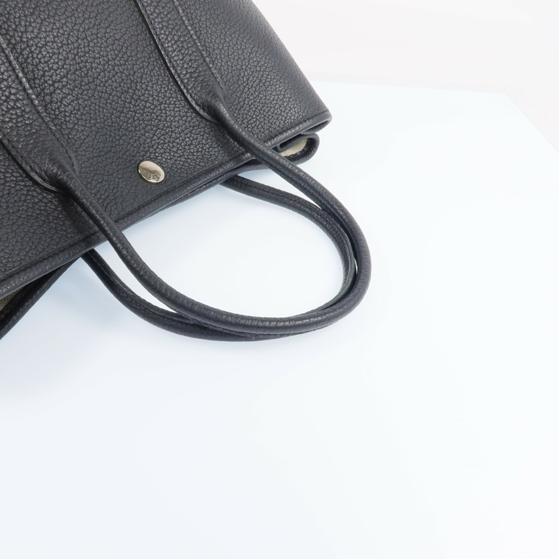 HERMES Negonda皮革Garden Party TPM銀扣手挽袋Noir-7
