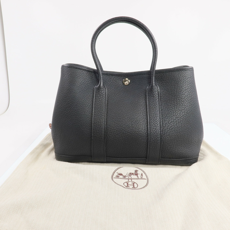 HERMES Negonda皮革Garden Party TPM銀扣手挽袋Noir-8