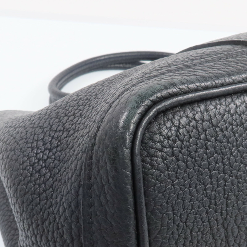 HERMES Negonda皮革Garden Party TPM銀扣手挽袋Noir-12
