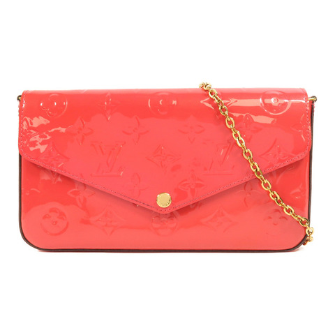 LOUIS VUITTON Monogram Vernis Pochette金扣鏈帶肩背袋