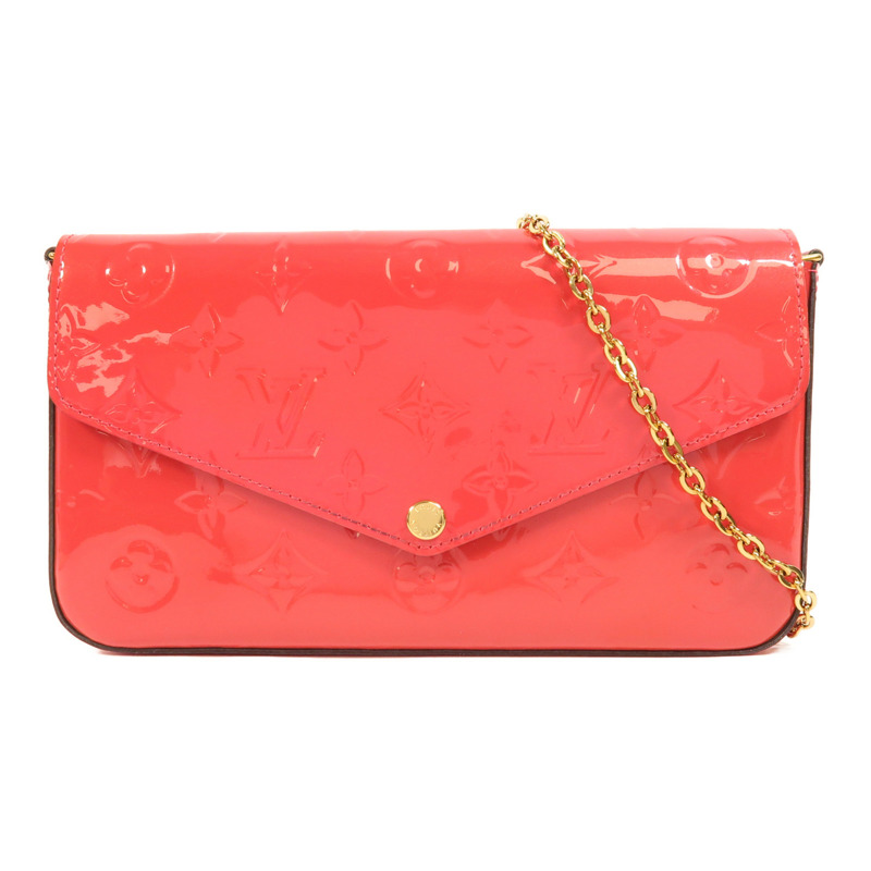 LOUIS VUITTON Monogram Vernis Pochette金扣鏈帶肩背袋-0