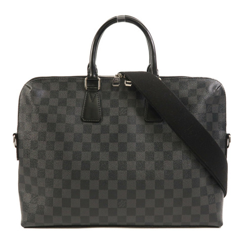 LOUIS VUITTON Damier Graphite Porte Document Jour Business Bag銀扣手挽袋