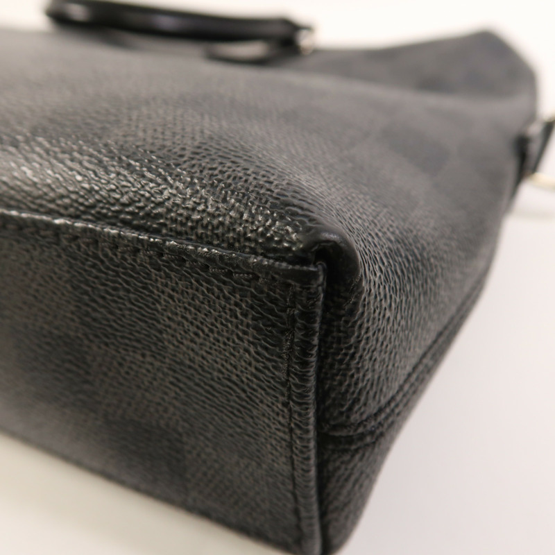 LOUIS VUITTON Damier Graphite Porte Document Jour Business Bag銀扣手挽袋-11
