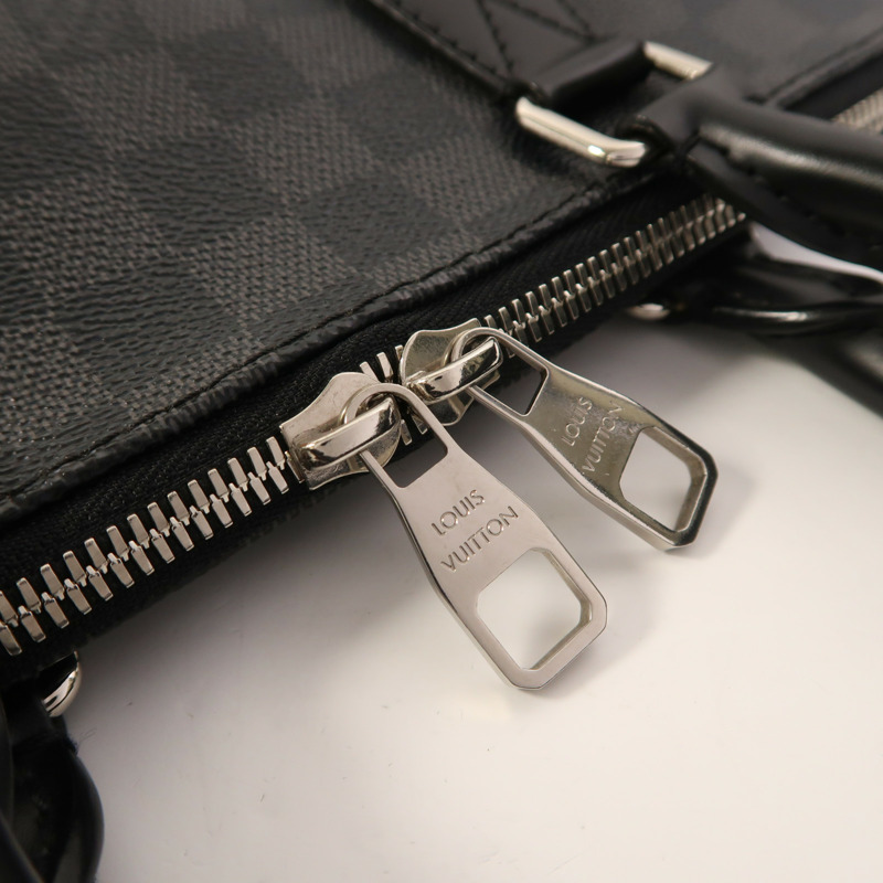 LOUIS VUITTON Damier Graphite Porte Document Jour Business Bag銀扣手挽袋-14