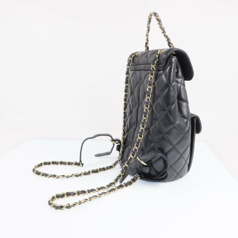 CHANEL 牛皮皮革Backpack金扣背包-7