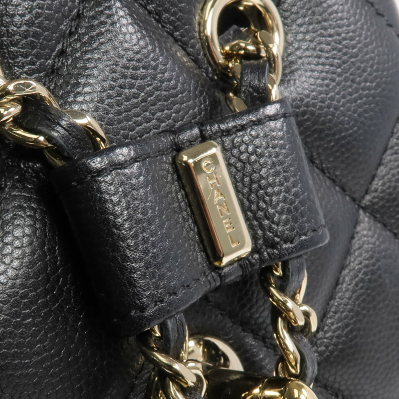 CHANEL 牛皮皮革Backpack金扣背包-17
