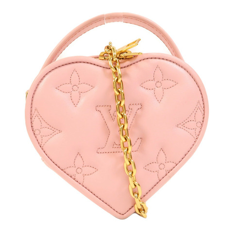 LOUIS VUITTON Bubblegram皮革Pop My Heart金扣鏈帶手挽肩背兩用袋