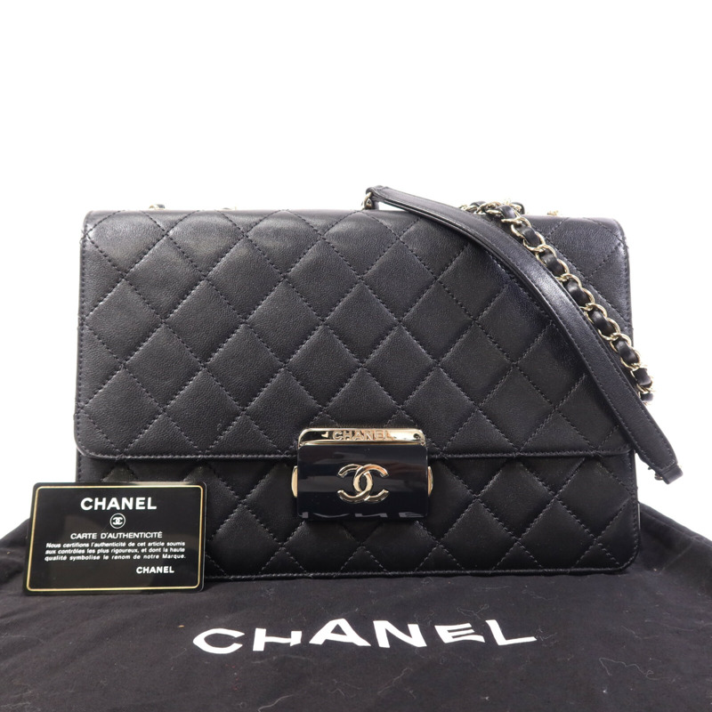 CHANEL 牛皮皮革Chain Shoulder Bag金扣鏈帶肩背袋-9