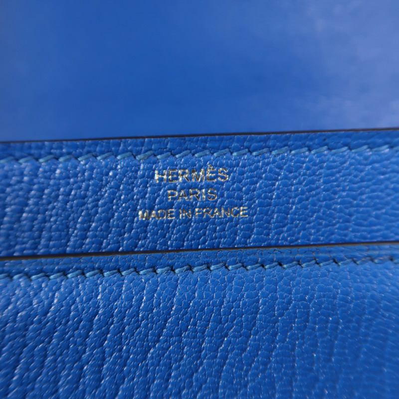 HERMES Chevre皮革Verrou Mini銀扣鏈帶肩背袋Bleu Hydra-6