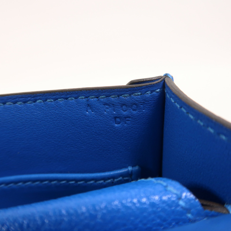 HERMES Chevre皮革Verrou Mini銀扣鏈帶肩背袋Bleu Hydra-7
