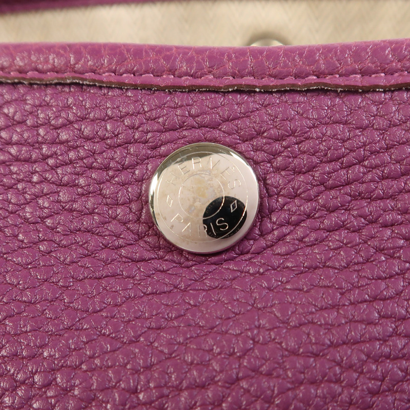 HERMES Negonda皮革GardenParty PM銀扣手挽袋Anemone-13