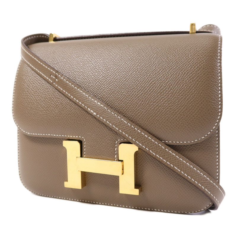 HERMES Epsom皮革Constance Mini金扣手挽肩背兩用袋Etoupe-2