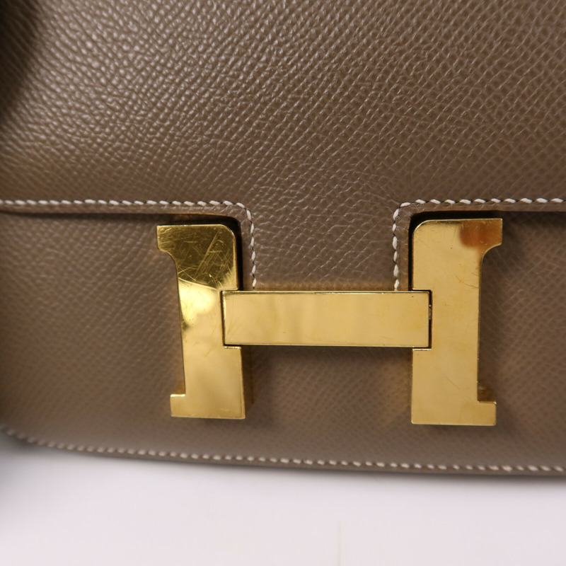 HERMES Epsom皮革Constance Mini金扣手挽肩背兩用袋Etoupe-6