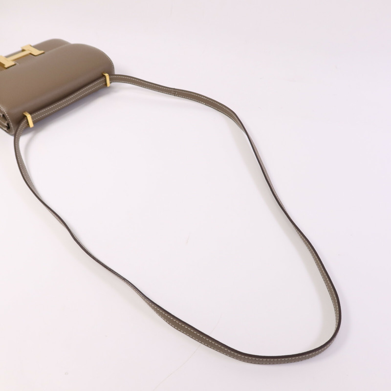 HERMES Epsom皮革Constance Mini金扣手挽肩背兩用袋Etoupe-8