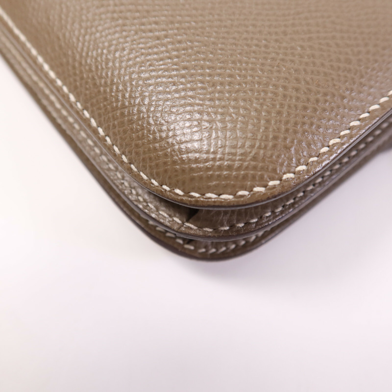 HERMES Epsom皮革Constance Mini金扣手挽肩背兩用袋Etoupe-10