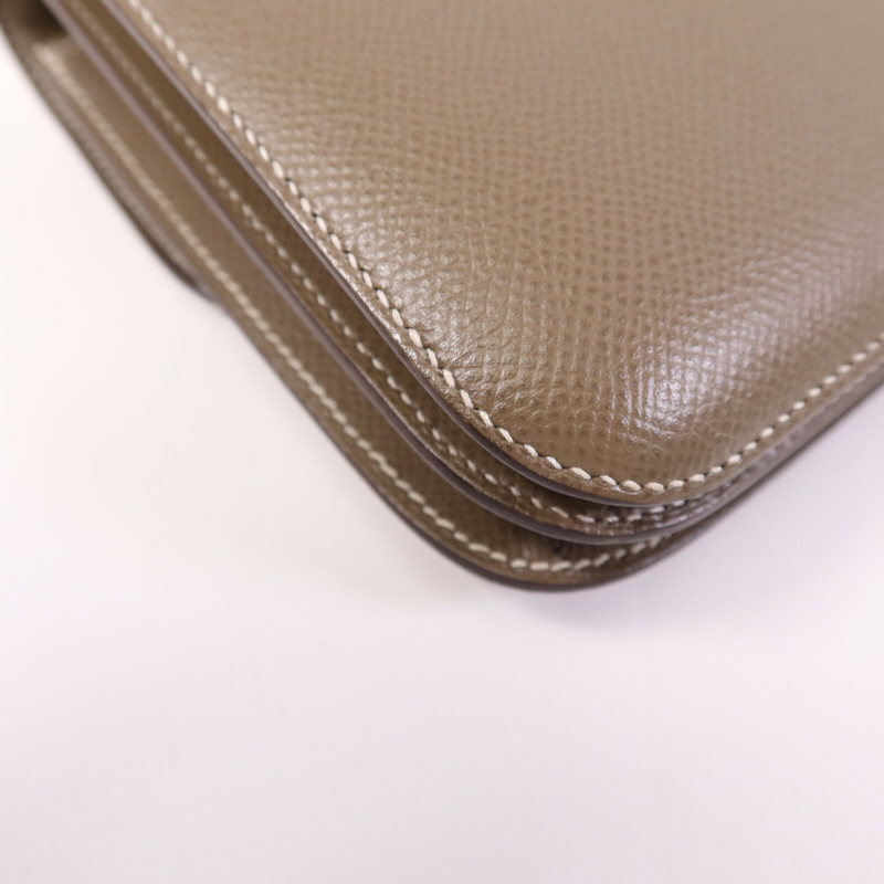 HERMES Epsom皮革Constance Mini金扣手挽肩背兩用袋Etoupe-11