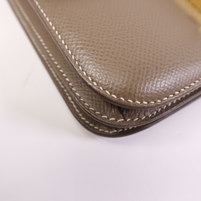 HERMES Epsom皮革Constance Mini金扣手挽肩背兩用袋Etoupe-13