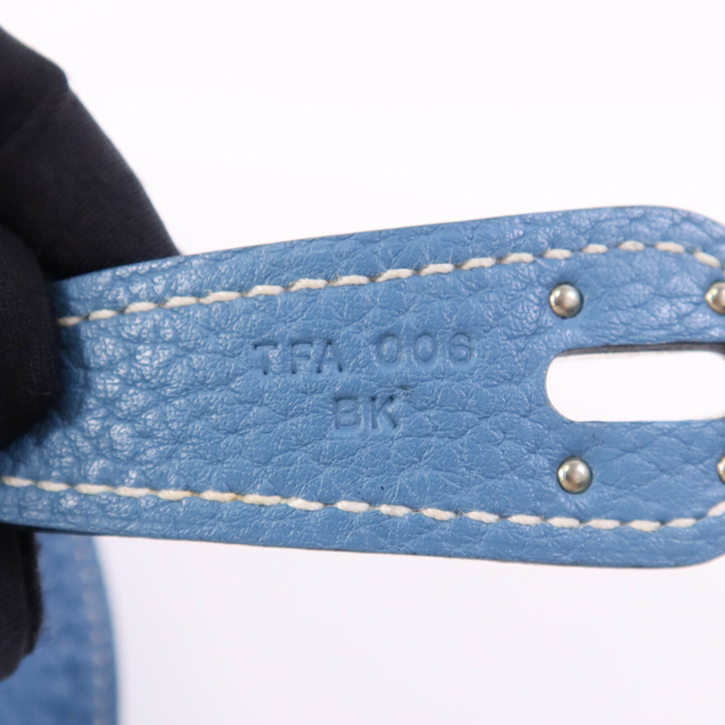HERMES Clemence皮革Lindy 30銀扣手挽肩背兩用袋Bleu Jean-7