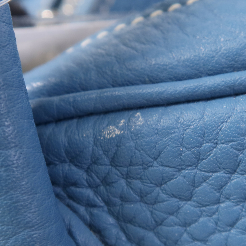 HERMES Clemence皮革Lindy 30銀扣手挽肩背兩用袋Bleu Jean-13