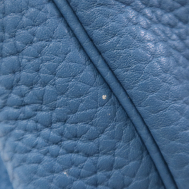 HERMES Clemence皮革Lindy 30銀扣手挽肩背兩用袋Bleu Jean-14