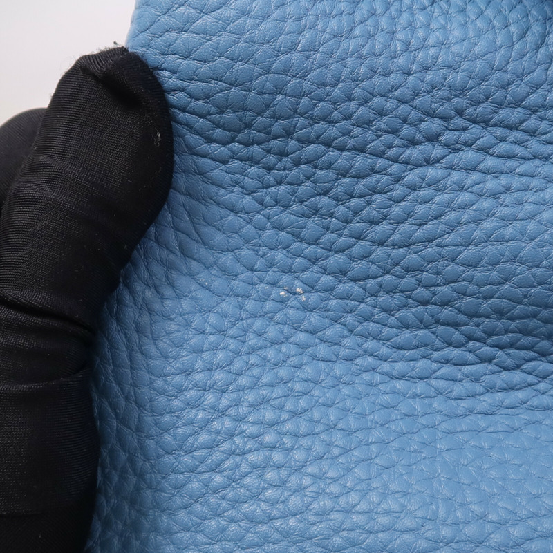 HERMES Clemence皮革Lindy 30銀扣手挽肩背兩用袋Bleu Jean-15