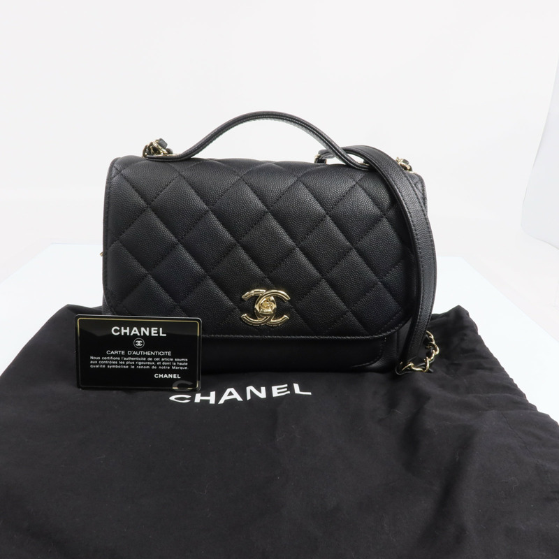 CHANEL 牛皮皮革Business Affinity Medium金扣手挽肩背兩用袋-9