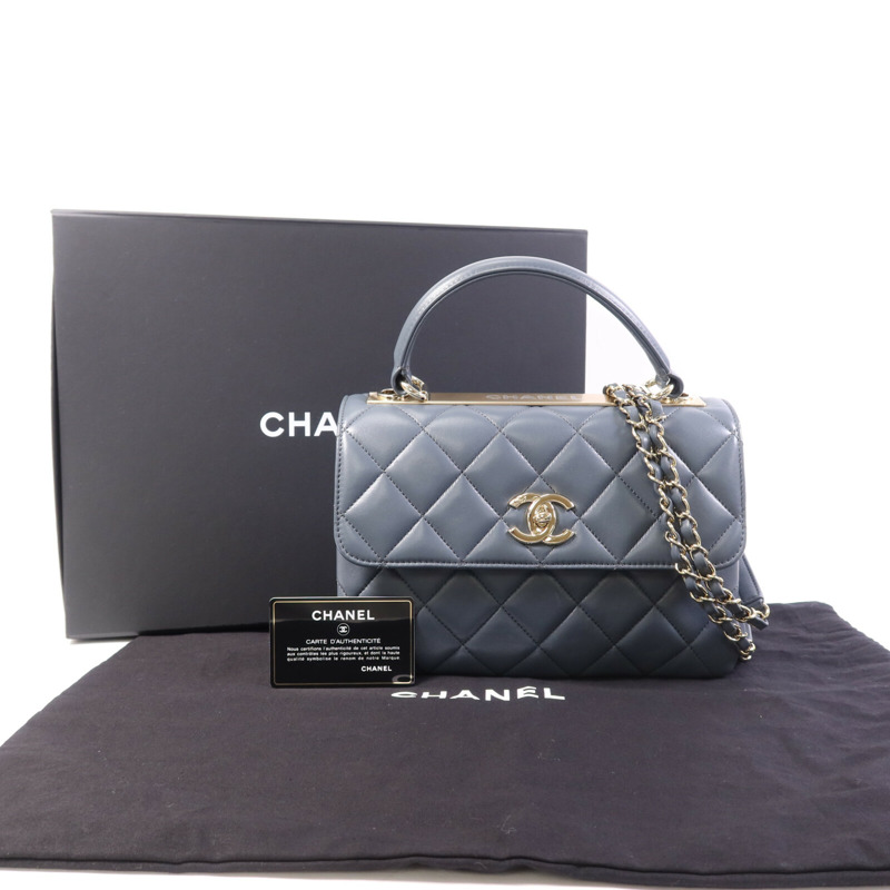 CHANEL 羊皮皮革Trendy CC金扣手挽肩背兩用袋-11