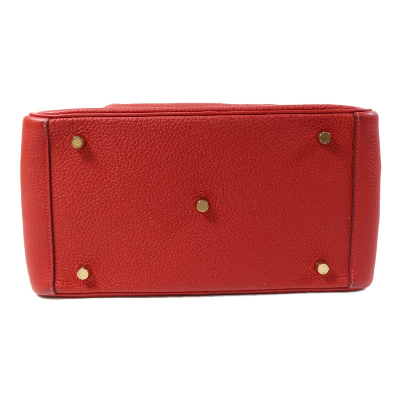 HERMES Clemence皮革Lindy 30金扣手挽肩背兩用袋Rouge Tomate-3