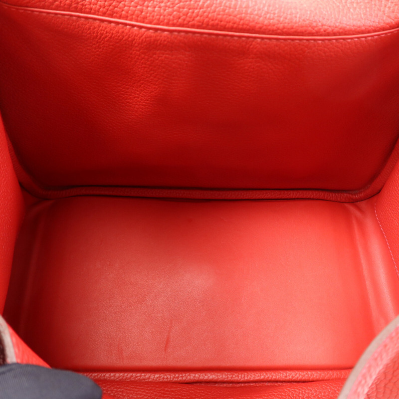 HERMES Clemence皮革Lindy 30金扣手挽肩背兩用袋Rouge Tomate-4