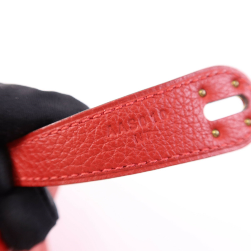 HERMES Clemence皮革Lindy 30金扣手挽肩背兩用袋Rouge Tomate-7