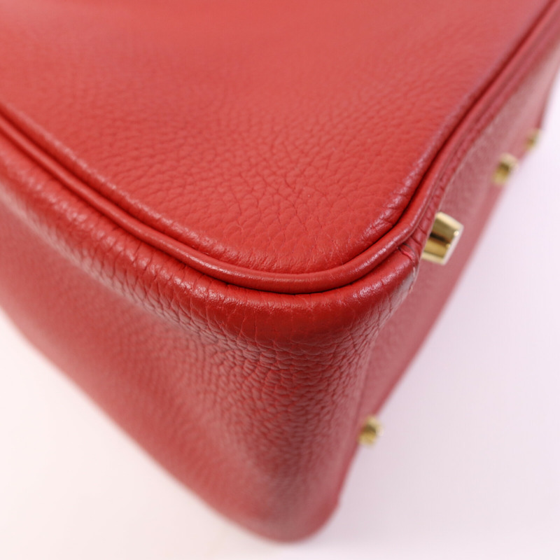 HERMES Clemence皮革Lindy 30金扣手挽肩背兩用袋Rouge Tomate-12