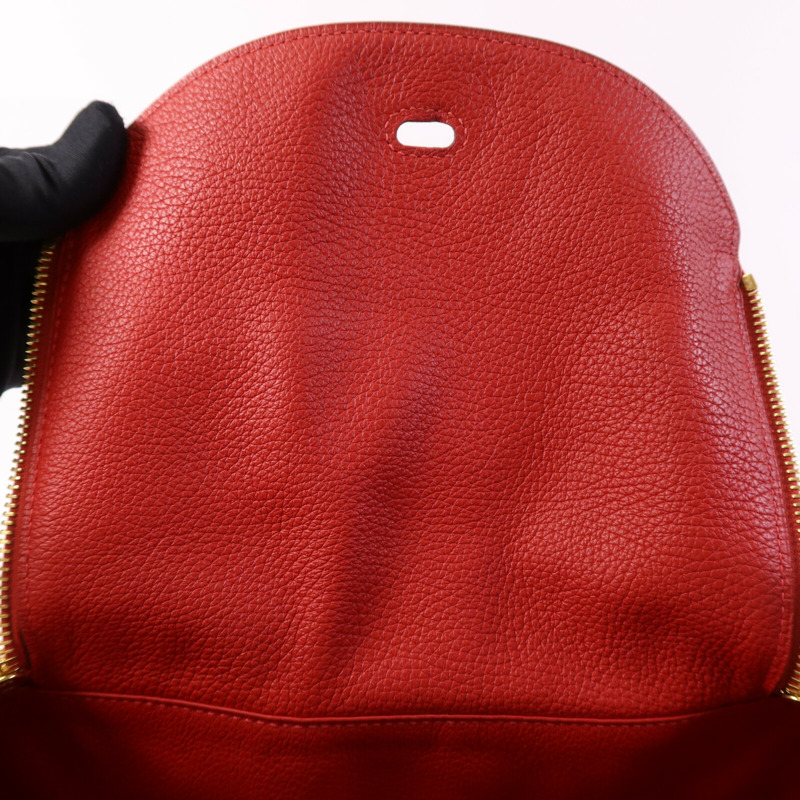 HERMES Clemence皮革Lindy 30金扣手挽肩背兩用袋Rouge Tomate-13