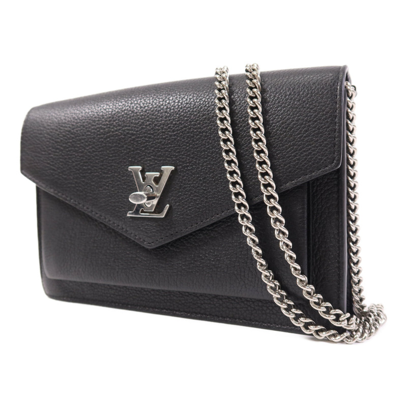 LOUIS VUITTON 牛皮皮革Mylockme銀扣鏈帶肩背袋-1