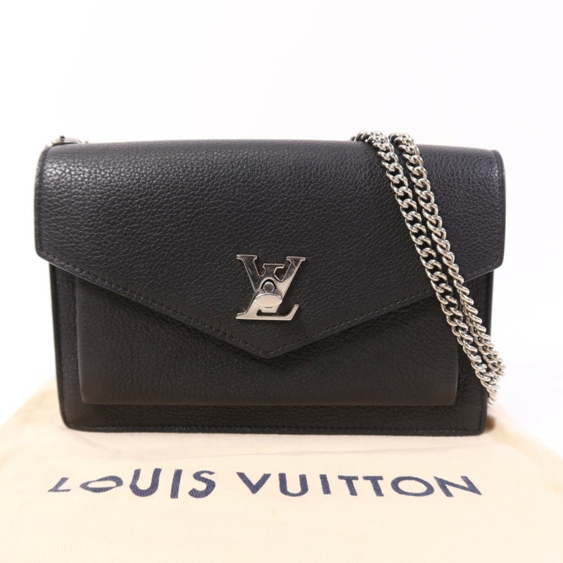 LOUIS VUITTON 牛皮皮革Mylockme銀扣鏈帶肩背袋-7