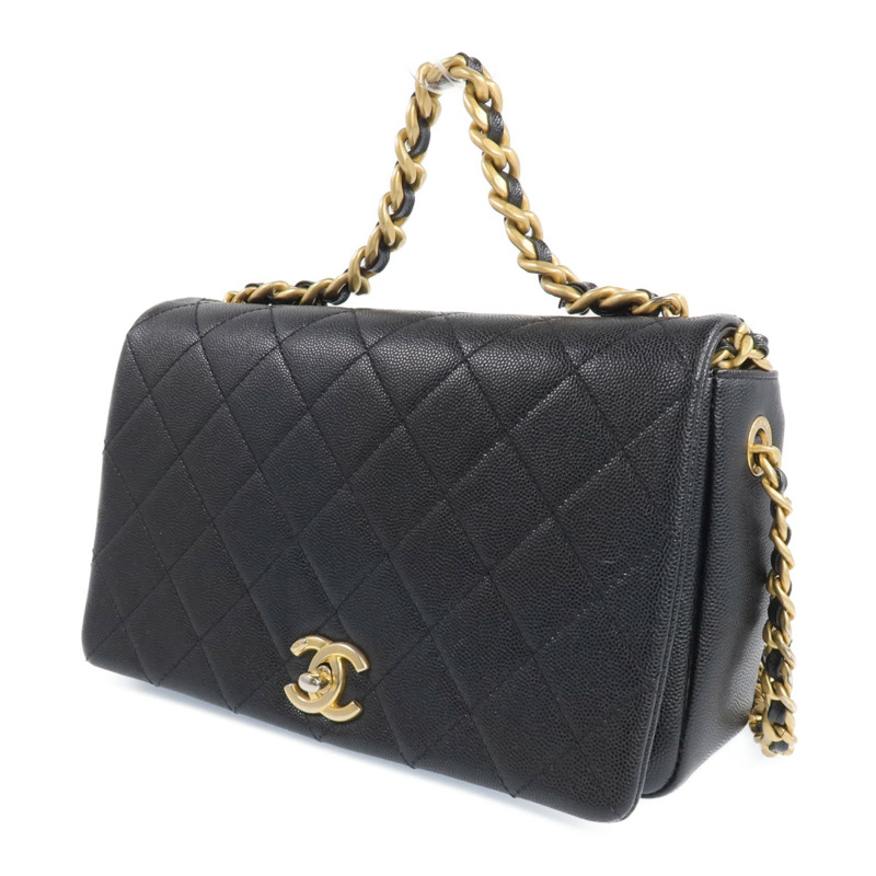 CHANEL 牛皮皮革2 Way Shoulder金扣手挽肩背兩用袋-1