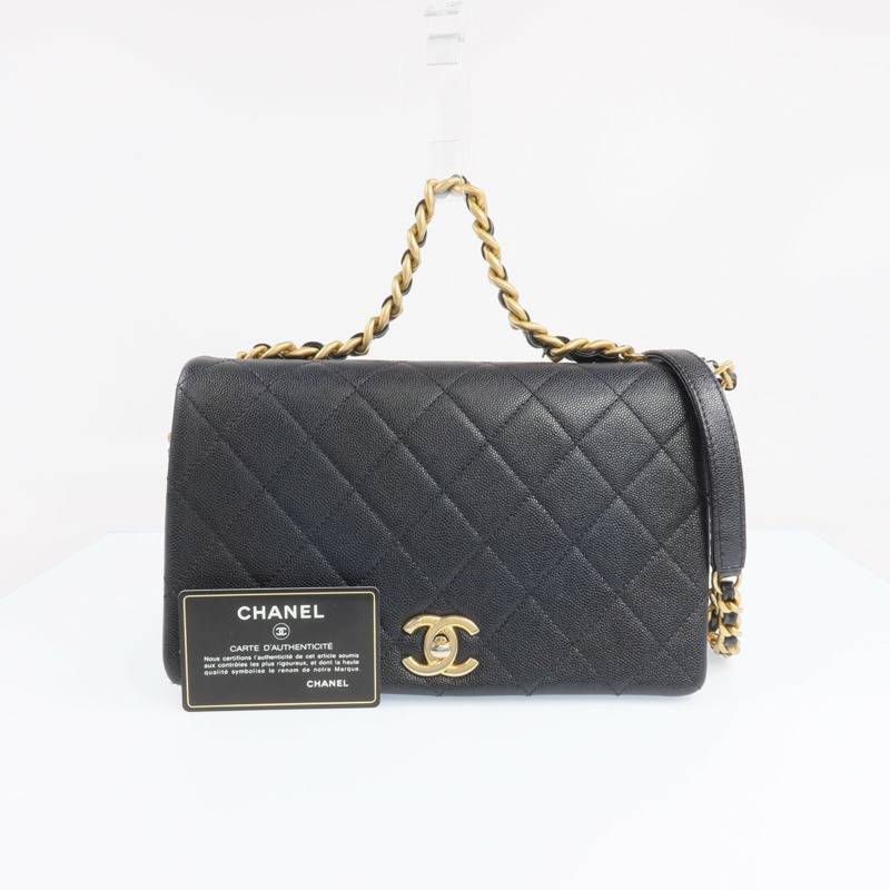 CHANEL 牛皮皮革2 Way Shoulder金扣手挽肩背兩用袋-9