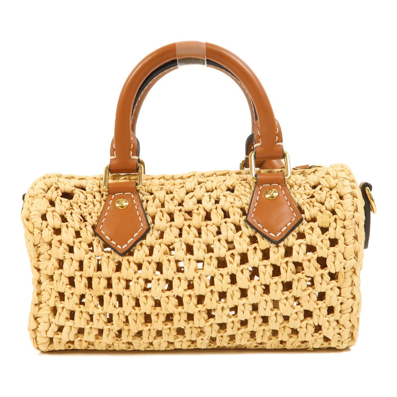LOUIS VUITTON Raffia Nano Speedy金扣手挽肩背兩用袋-1