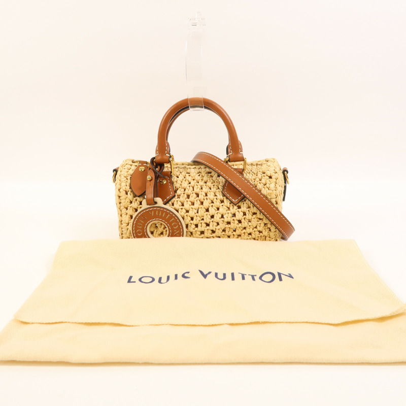 LOUIS VUITTON Raffia Nano Speedy金扣手挽肩背兩用袋-7
