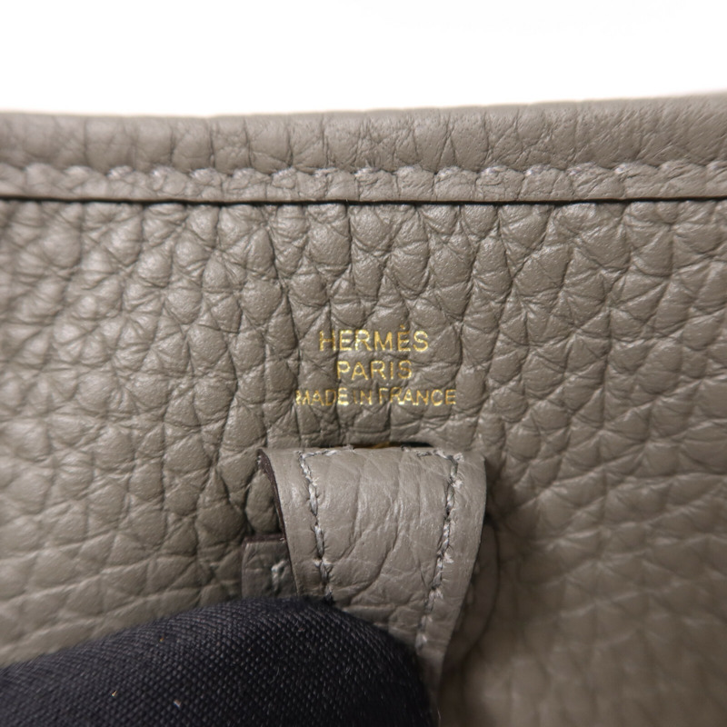HERMES Clemence皮革Evelyne TPM金扣肩背袋Gris Meyer-5